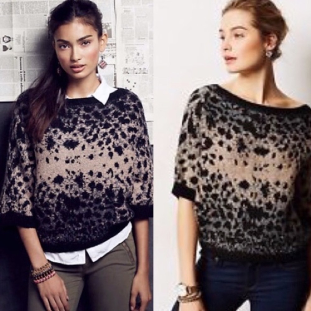 Anthro Charlie & Robin Leopard Print Sweater